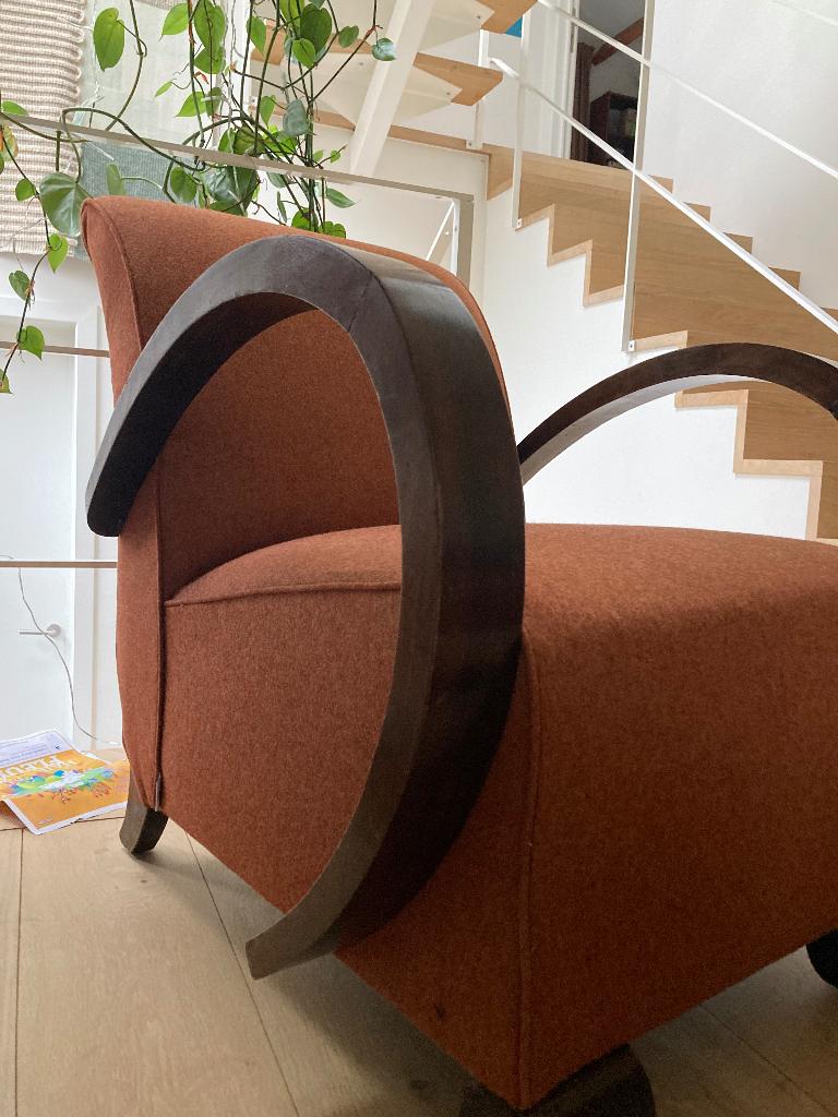 Art deco zetel met  voetbankje, Ophalen, Gebruikt