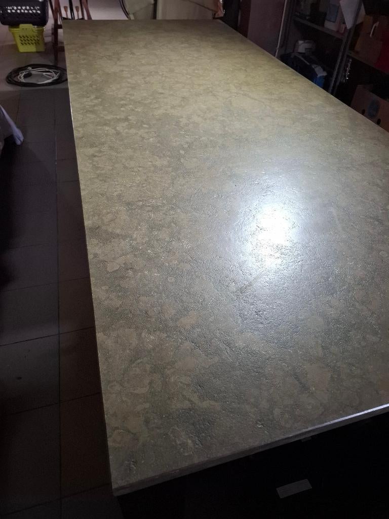 Grote massieve natuursteen eettafel 280 cm, Huis en Inrichting, Ophalen, Overige materialen, Gebruikt, 100 tot 150 cm