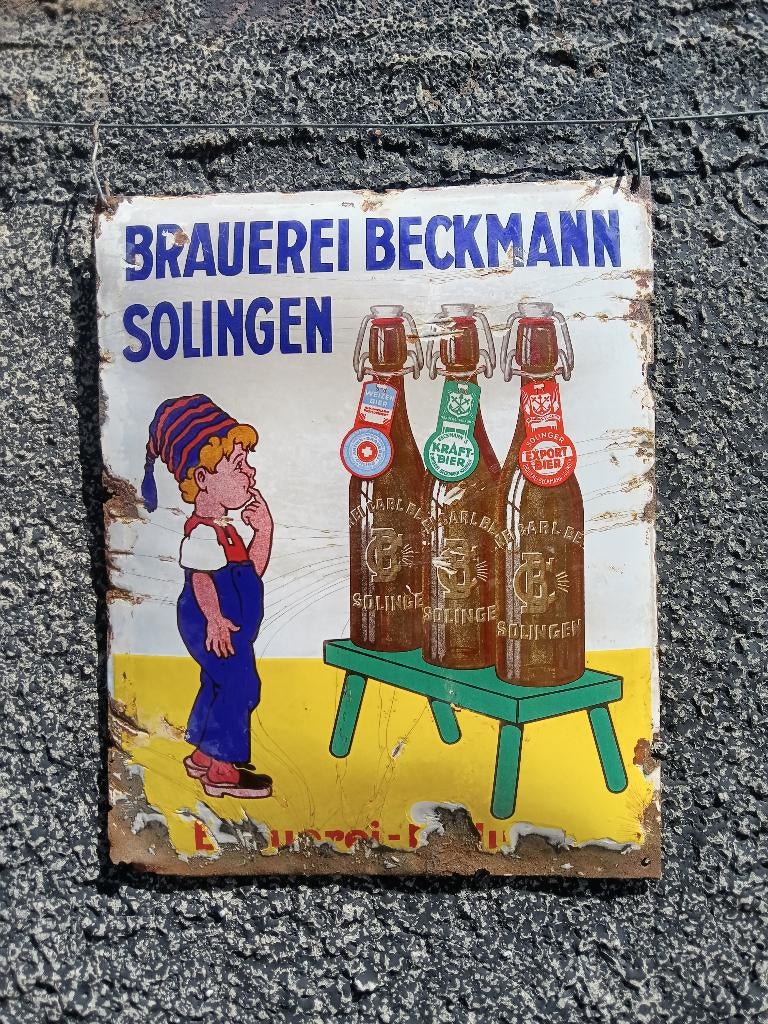 Plaque émaillée bière, Enlèvement, Utilisé, Panneau publicitaire