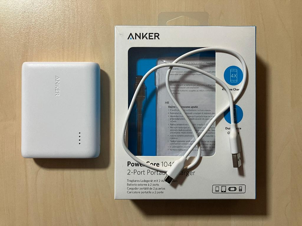 Powerbank Anker PowerCore 10400 wit 2x USB-A, Telecommunicatie, Powerbanks, Ophalen of Verzenden, Gebruikt, Anker