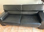 Leren bank, Huis en Inrichting, Ophalen, Zo goed als nieuw, Leer, Zwart