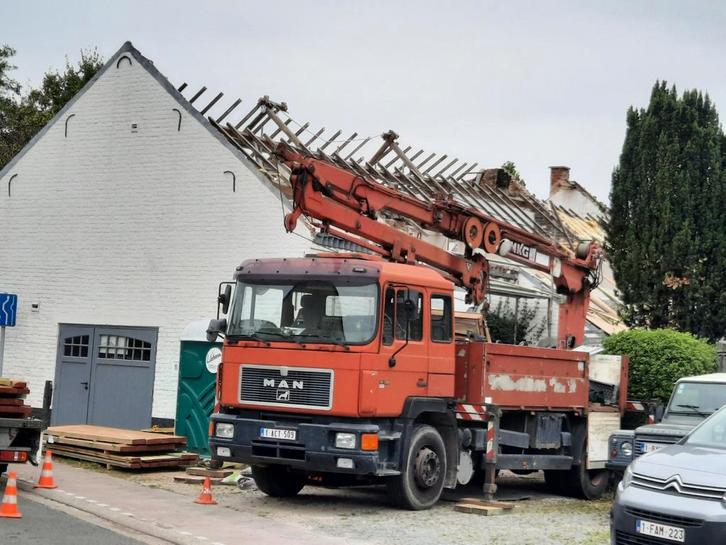 Camion-grue man f90 19.322 avec grue mkg, Autos, Camions, Particulier, MAN, Enlèvement