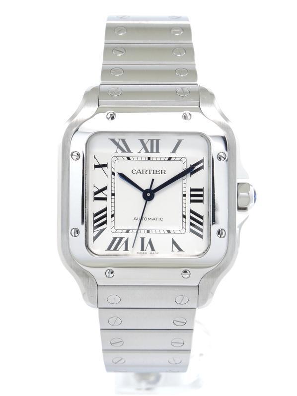 Cartier Santos Medium — Ref. WSSA0029, Handtassen en Accessoires, Sporthorloges, Zo goed als nieuw, Wit, Ophalen of Verzenden