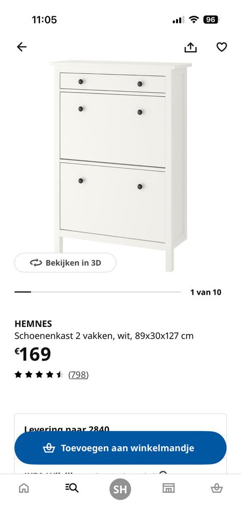 Schoenenkast Hemnes Ikea, Huis en Inrichting, Kasten | Schoenenkasten, Ophalen, Zo goed als nieuw
