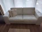 2 lederen zetels wit 2,5 en 3 zit, Huis en Inrichting, Ophalen, Gebruikt, Driepersoons, Leer