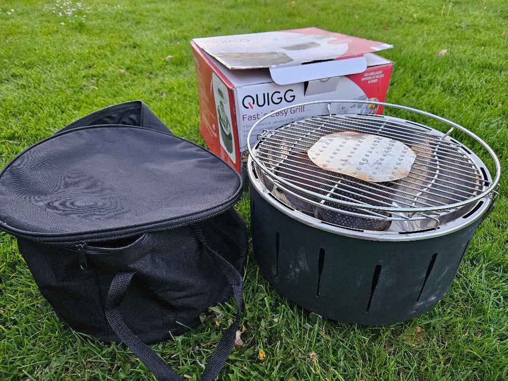 BBQ met ventilator en draagtas, Ophalen, Zo goed als nieuw, QUIGG, Met accessoires