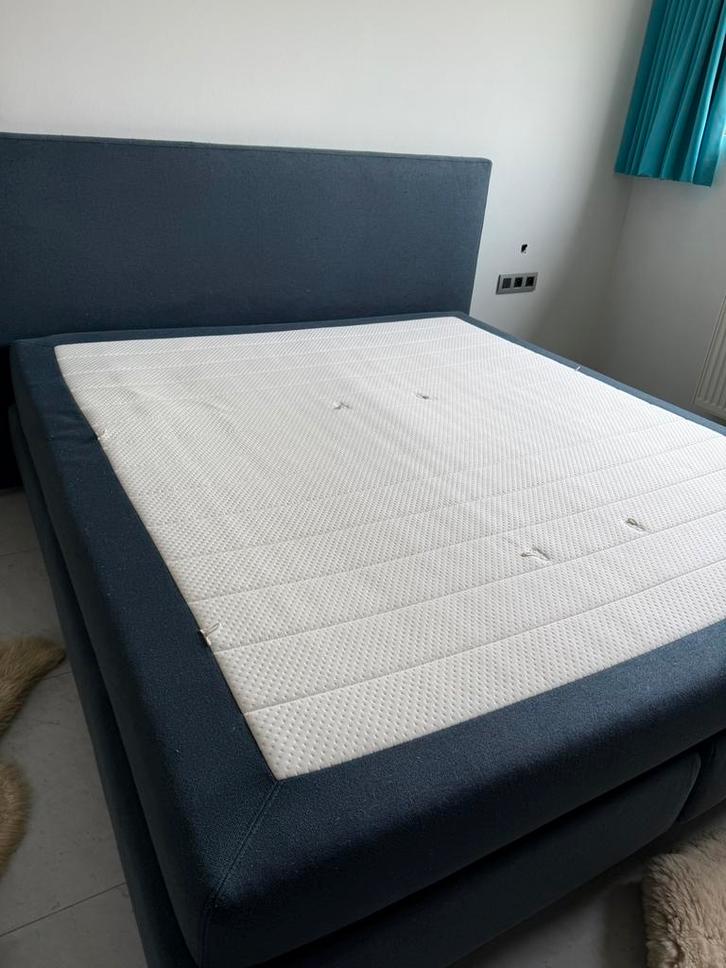 Auping Boxspring 180 x 200 kleur Denim, Huis en Inrichting, Slaapkamer | Boxsprings, Gebruikt, 180 cm, 200 cm, Tweepersoons, Blauw