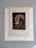 Gravure originale — E. De Lassasie — 4/15 — « Weaver », Antiquités & Art, Enlèvement ou Envoi