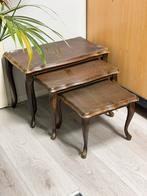 3 Louis XV-stijl nesttafels vintage hout houten bijzettafels, Huis en Inrichting, Minder dan 45 cm, Gebruikt, Rechthoekig, Hout