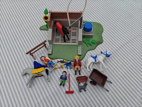 Playmobil paarden wasplaats, stal, hekken, ponykar, Kinderen en Baby's, Speelgoed | Playmobil, Zo goed als nieuw, Ophalen