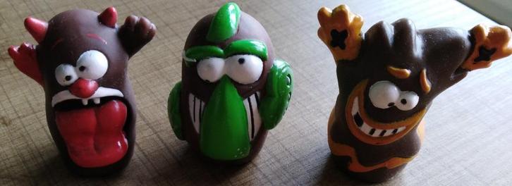 3 Chocolademonstertjes (Callebaut Chocolade), Verzamelen, Poppetjes en Figuurtjes, Gebruikt, Ophalen of Verzenden