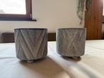 2 grijze bloempotten, Enlèvement ou Envoi, Moins de 25 cm, Comme neuf, Moins de 40 cm