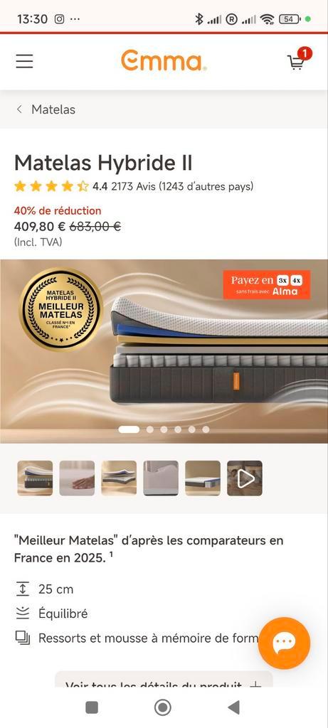 Matelas Emma une place 100 € neuf, Maison & Meubles, Chambre à coucher | Matelas & Sommiers, Matelas, Enlèvement