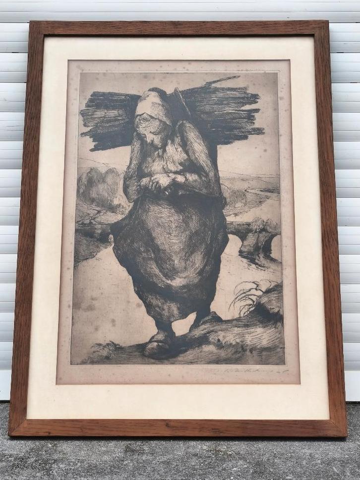 eau forte hiercheuse signe camile barthelemy, Antiquités & Art, Art | Eaux-fortes & Gravures, Enlèvement ou Envoi