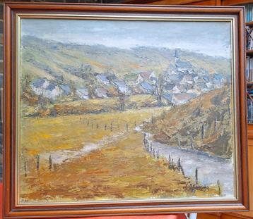 tableau village bleu Bonsin février 70 par Jules REGNIER beschikbaar voor biedingen