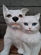 Vintage, Italiaans keramisch beeld,hond en kat, Enlèvement ou Envoi