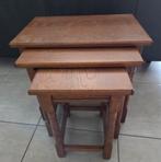 3 Eiken bijzettafeltjes, Minder dan 55 cm, Gebruikt, Eiken, Rechthoekig