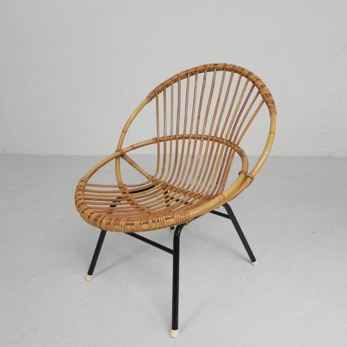 Vintage Rohe Noordwolde bamboe stoel, jaren 60, Antiek en Kunst, Antiek | Meubels | Stoelen en Sofa's, Ophalen of Verzenden