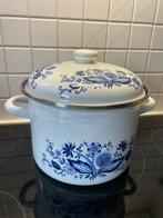 kookpot in email met blauw bloemenmotief, Antiek en Kunst, Ophalen