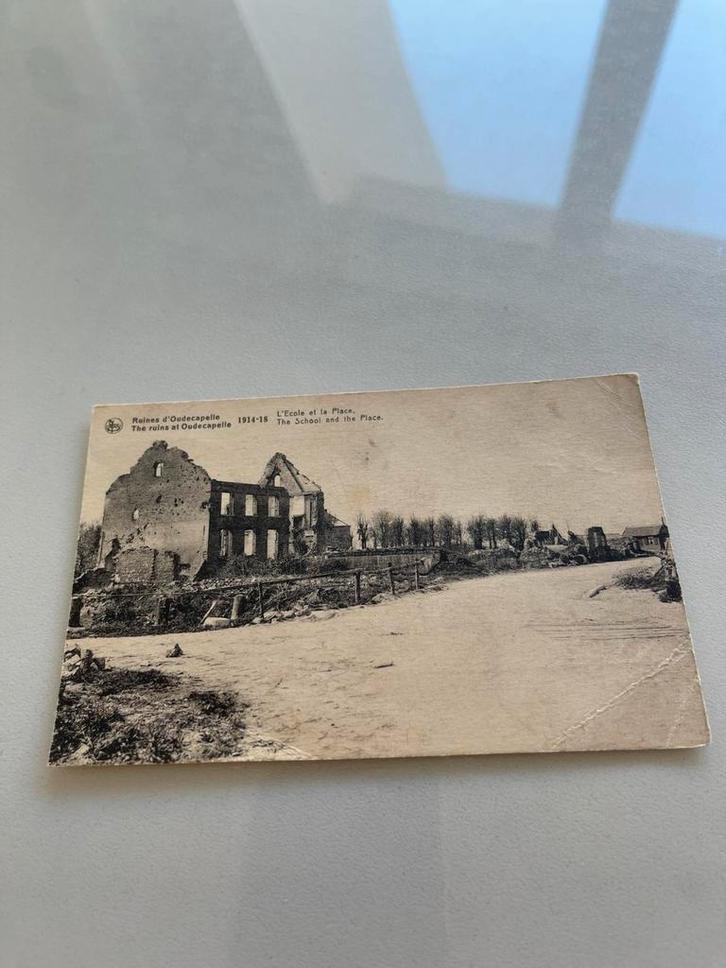 Ruïnes d’Oudecapelle de school en de markt, Verzamelen, Postkaarten | Buitenland, Ophalen of Verzenden