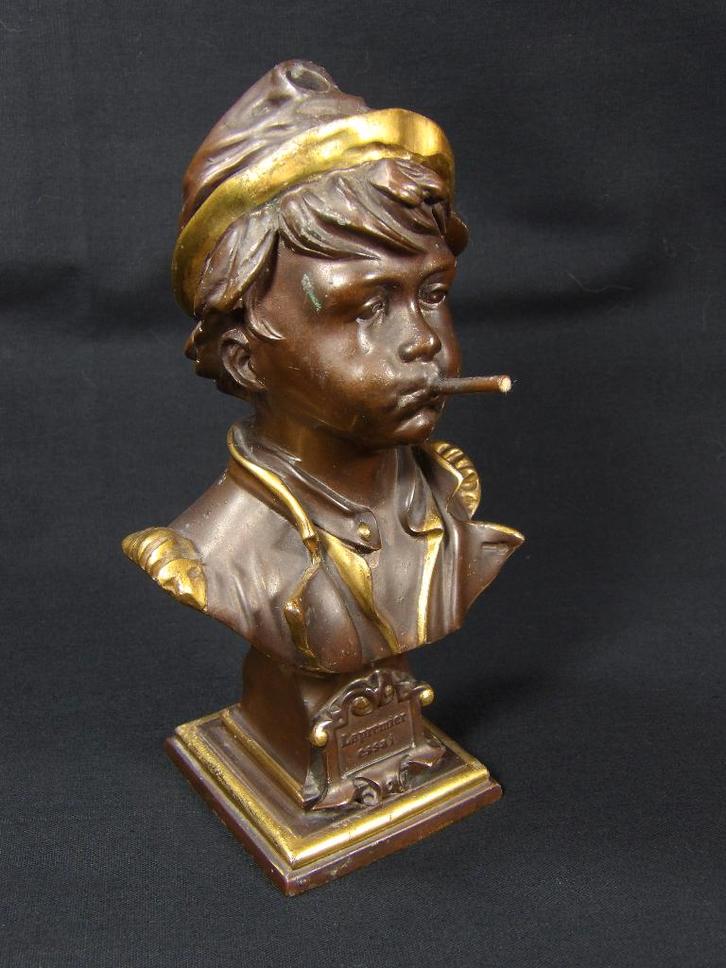 Antieke buste van rokend ventje, Antiek en Kunst, Curiosa en Brocante, Ophalen