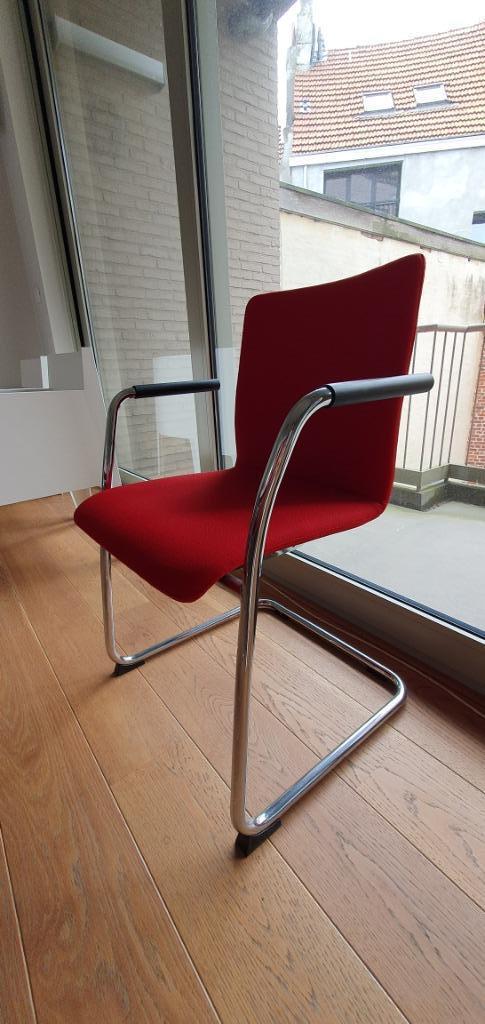 6 design stoelen, Huis en Inrichting, Stoelen, Zo goed als nieuw, Vijf, Zes of meer stoelen, Kunststof, Metaal, Stof, Rood, Ophalen