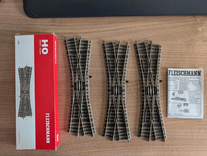 3 x Fleischmann Profi HO 6164 L Dubbel links, Hobby en Vrije tijd, Modeltreinen | H0, Zo goed als nieuw, Rails, Fleischmann, Ophalen of Verzenden