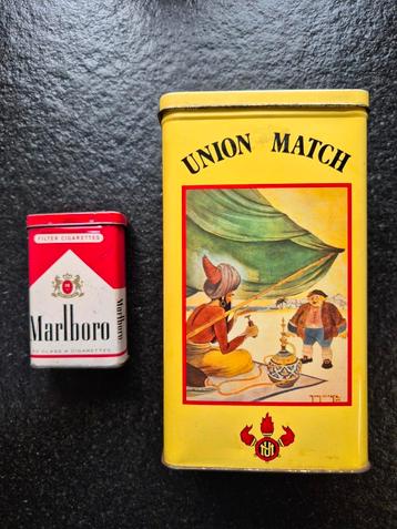 Blikken dozen Union Match & Marlboro., Enlèvement ou Envoi, Utilisé, Boite à tabac ou Emballage