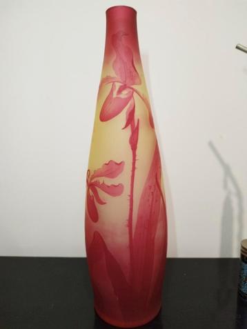Magnifique vase Val Saint Lambert urane et rouge 