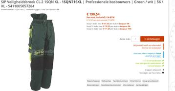 Sip prorection - Classe 2 zaagbroek nieuw beschikbaar voor biedingen