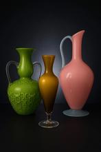 Trio vintage opaline vazen — Empoli Florence, Huis en Inrichting, Woonaccessoires | Vazen, Ophalen of Verzenden, Zo goed als nieuw