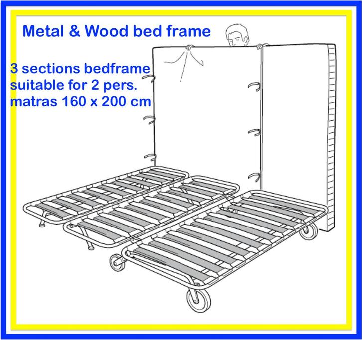 160 x 200 cadre de lit sommier 2 personnes, Maison & Meubles, Chambre à coucher | Matelas & Sommiers, Utilisé, Sommier, 160 cm