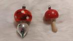 2 oude kerstornamenten- paddenstoel - setprijs, Ophalen of Verzenden, Zo goed als nieuw