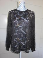 Zwarte blouse dames - Only - doorkijk -Large- bloemenmotief, Only, Zwart, Maat 42/44 (L), Ophalen of Verzenden