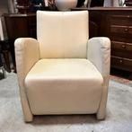 FAUTEUIL OFF-WHITE RETRO LEER VINTAGE, Verzamelen, Retro, Ophalen of Verzenden, Huis en Inrichting