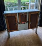 Antieke metalen koelkast met houten deuren, Antiek en Kunst, Ophalen