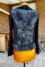 Zwart met blauw tekst bloes transparant super mooi one size, Zwart, Nieuw, Ophalen of Verzenden, ANDERE