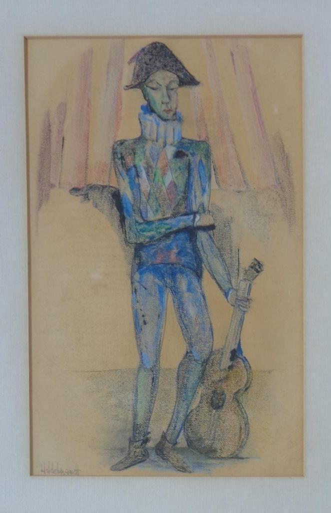 BERT HILDEBRANDT / HARLEKIJN / ORIGINEEL WERK / 63x47cm KAD, Antiek en Kunst, Kunst | Schilderijen | Modern, Ophalen of Verzenden