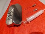 vintage  injecteer spuit glas in metaal doosje, Ophalen