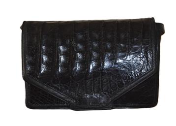 Jean Charles handtas –  leer & croco – zwart - dustbag beschikbaar voor biedingen