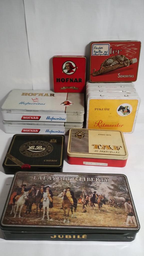 lege, blikken sigaren doosjes Hofnar-LaPaz-Ritmeester-Taf-, Verzamelen, Rookartikelen, Aanstekers en Luciferdoosjes, Gebruikt