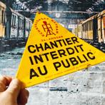 Frans 80s Bord MEFRAN Steiger Chantier Interdit Plaque Plaat, Verzenden, Gebruikt, Reclamebord