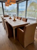 Grote eettafel in massief eik, Huis en Inrichting, Tafels | Eettafels, Ophalen, Zo goed als nieuw, Rechthoekig, Eikenhout
