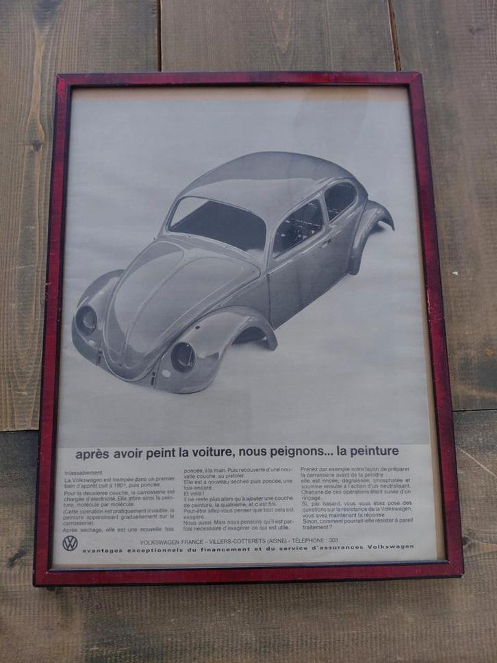 Kader met oude reclame VW kever, Verzamelen, Merken en Reclamevoorwerpen, Ophalen of Verzenden