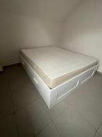 1 bed met 4 laden, 1 matras van 100% latex, kledingkast voor, 160 cm, Matras, Zo goed als nieuw, Ophalen