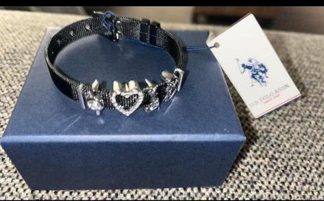 US POLO ASSN zwarte edelstaal armband met zirkonen🌸❤️🌸❤️, Handtassen en Accessoires, Armbanden, Nieuw, Staal, Zwart, Met edelsteen