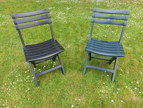 opplooibare tuinstoel - zwart (12) en groen (15), Tuin en Terras, Tuinstoelen, Gebruikt, Plastic, Inklapbaar, Ophalen