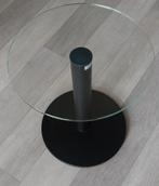Bijzettafel glas 50○ metalen poot 45○, Huis en Inrichting, Stoelen, Ophalen, Zwart, Zo goed als nieuw, Eén