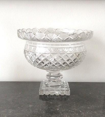 Antiek staande kristal fruitschaal. * Vonèche * XIXe eeuw., Antiek en Kunst, Antiek | Glaswerk en Kristal, Ophalen of Verzenden