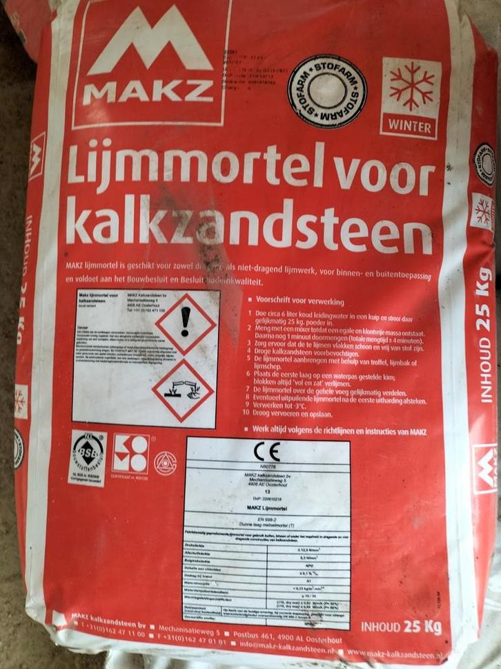 MAKZ lijmmortel voor kalkzandsteen Winter kwaliteit, Doe-het-zelf en Bouw, Overige Doe-Het-Zelf en Bouw, Ophalen